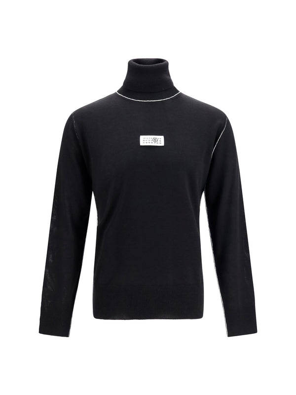 MM6 Maison Margiela 70% Merino wool turtleneck sweater in black