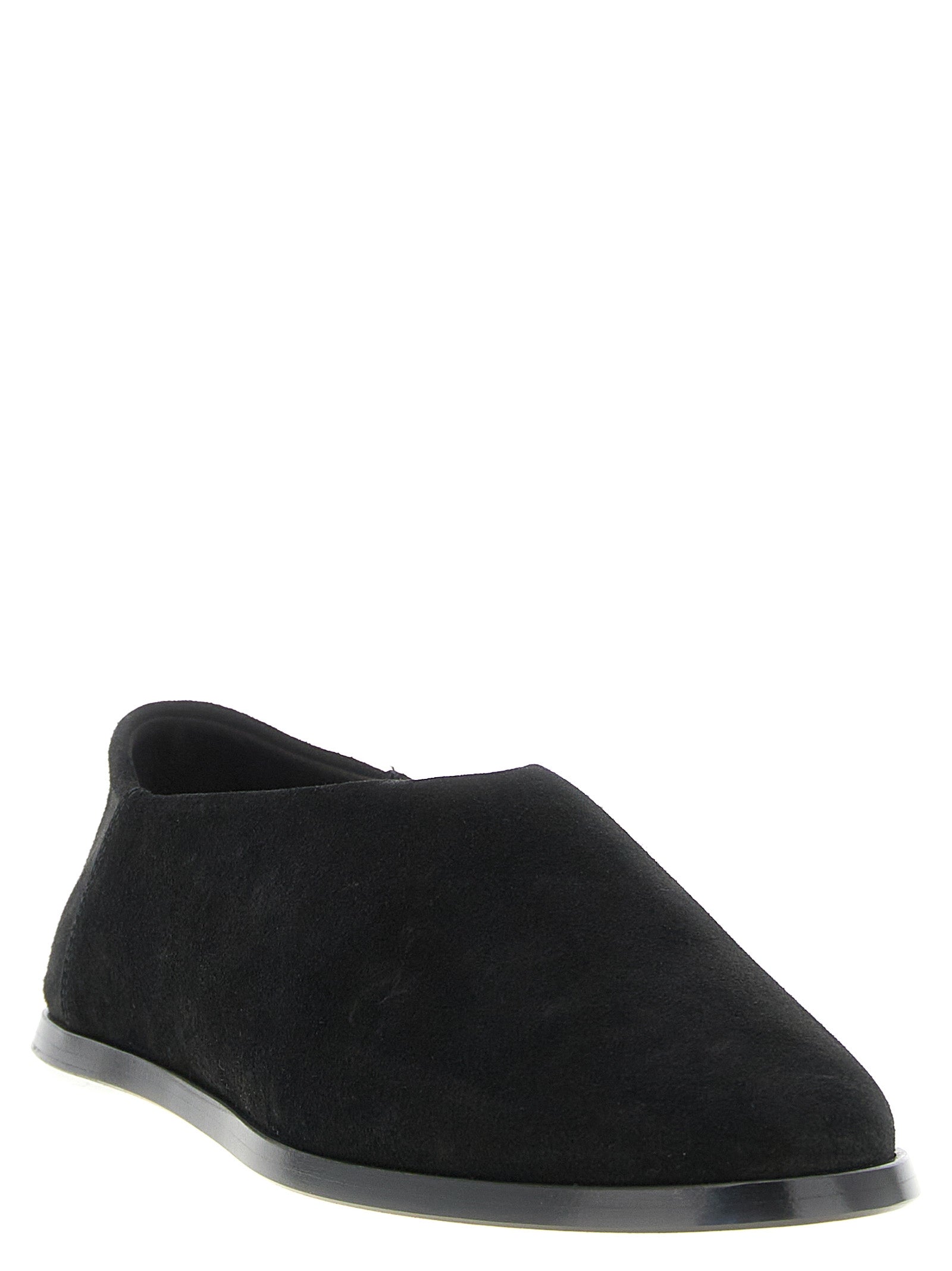 Suede Slip On sabots Brown Calfskin Leather (bos Taurus) Flat Shoes