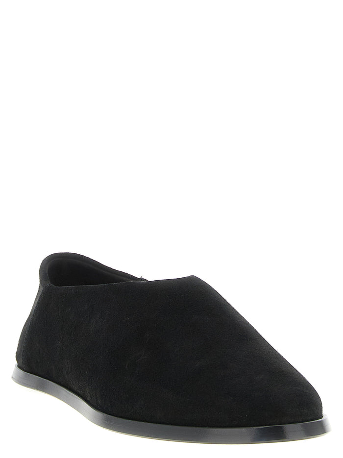 Suede Slip On sabots Brown Calfskin Leather (bos Taurus) Flat Shoes