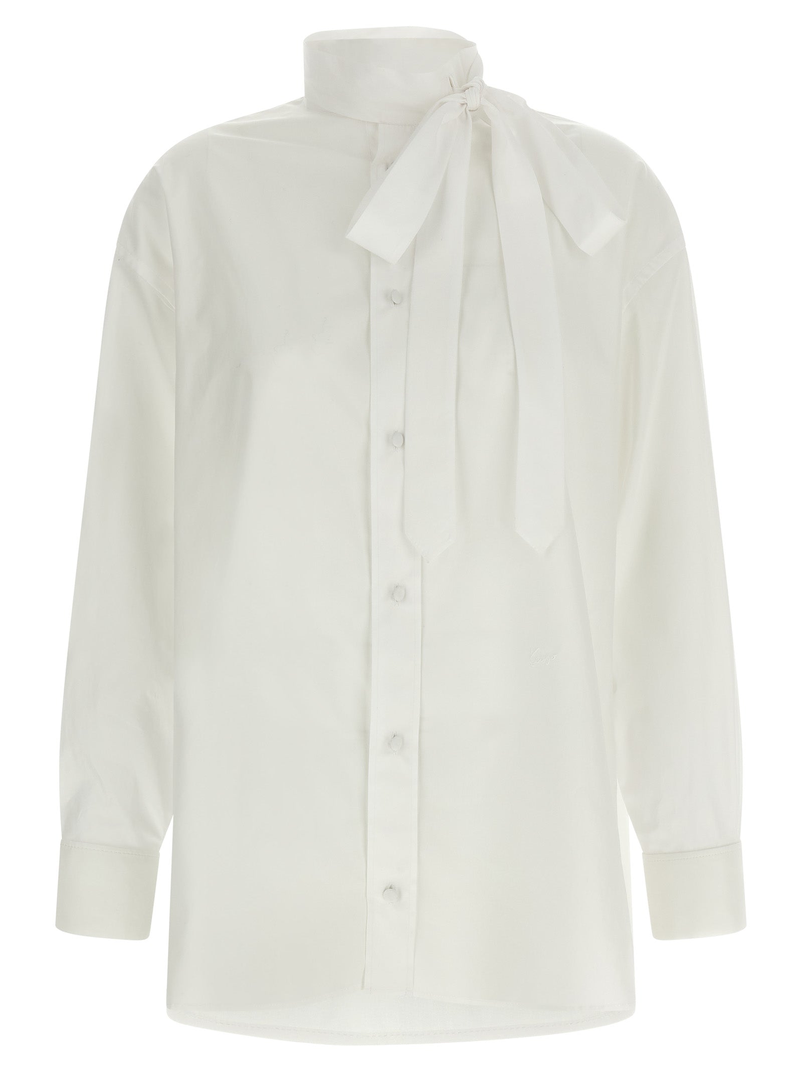 Lavallière collar shirt White Cotton Shirt, Blouse