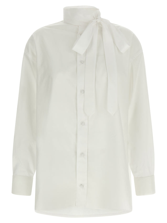 Lavallière collar shirt White Cotton Shirt, Blouse