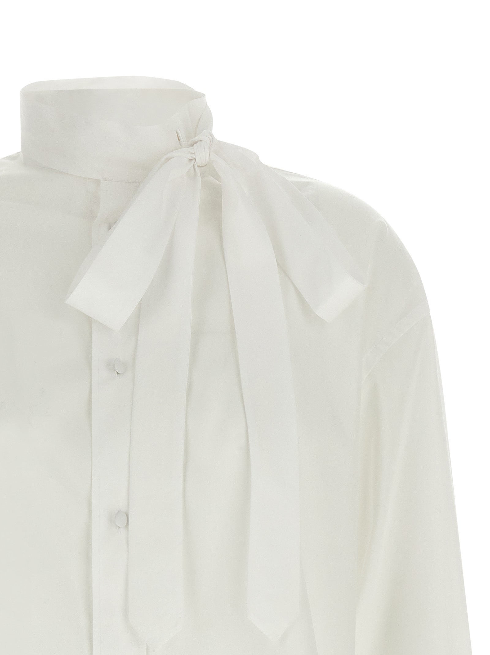 Lavallière collar shirt White Cotton Shirt, Blouse