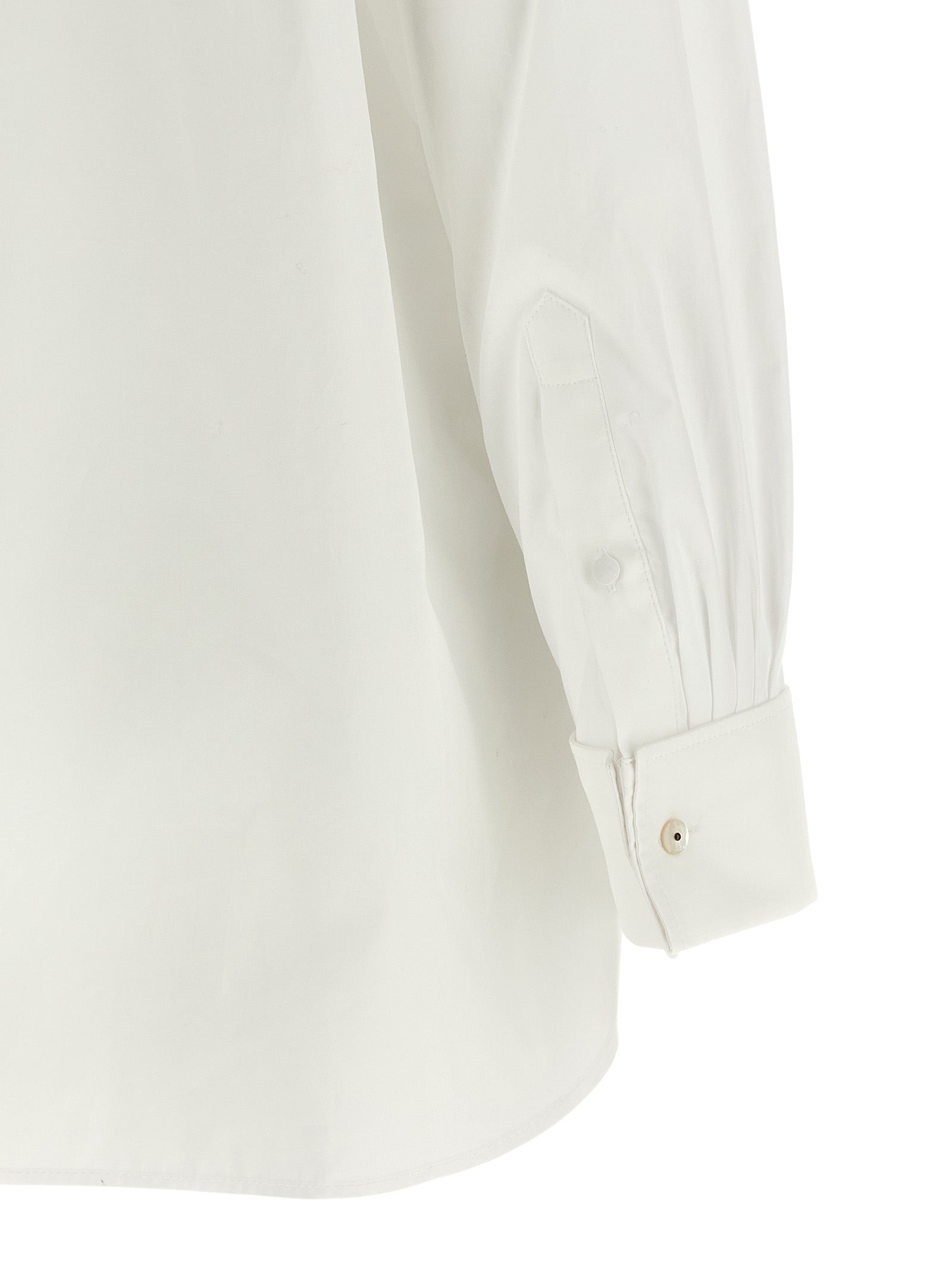Lavallière collar shirt White Cotton Shirt, Blouse