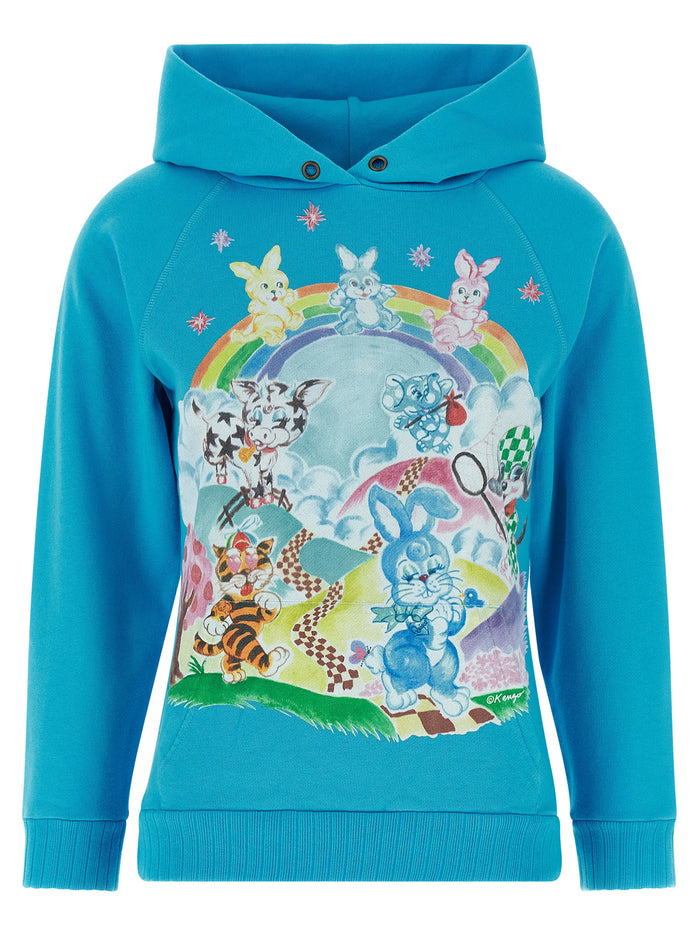 KENZO Cartoon hoodie Light Blue Cotton Sweatshirt