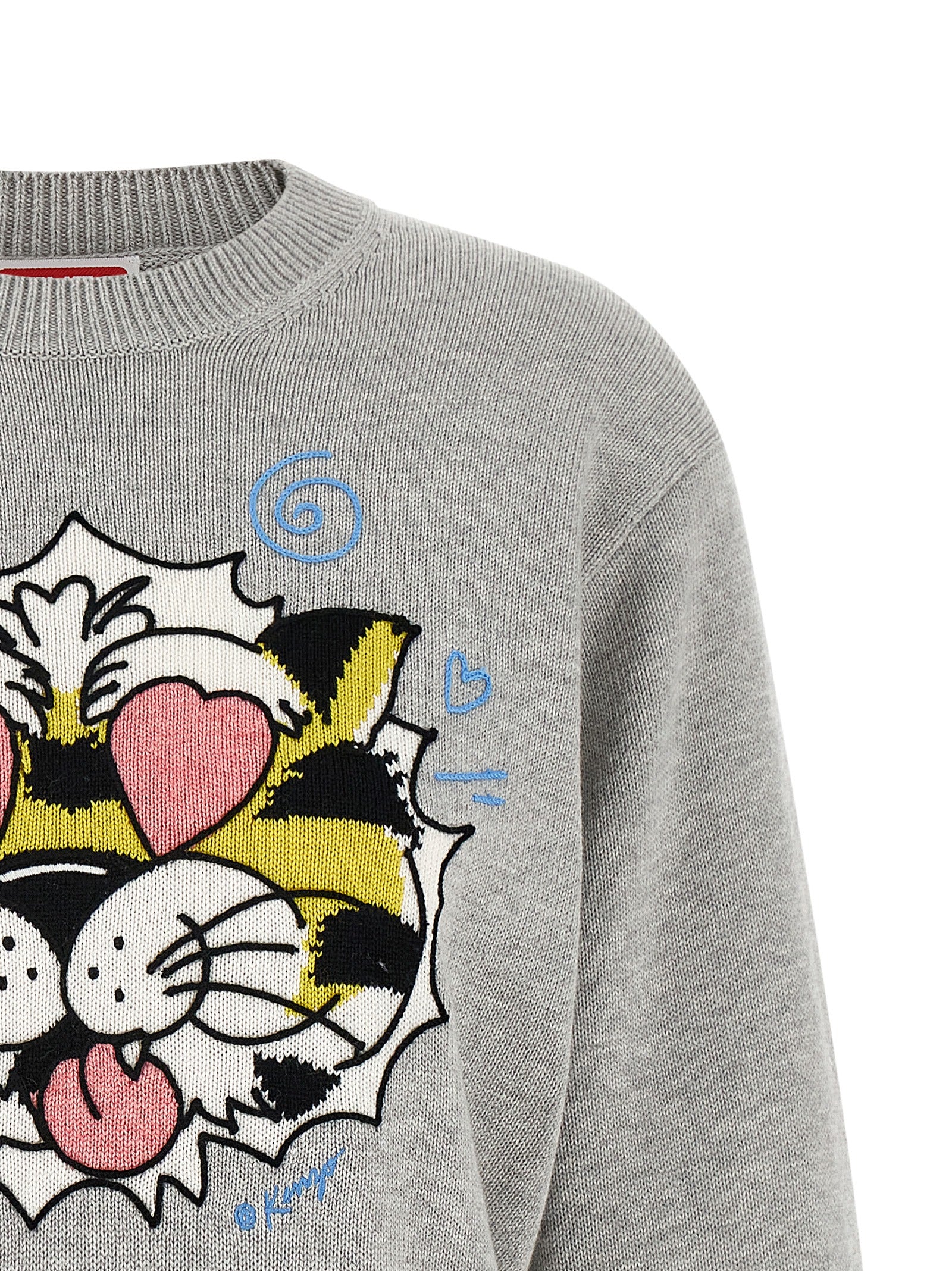 KENZO Wild Tiger sweater Gray Wool Sweater, Cardigans