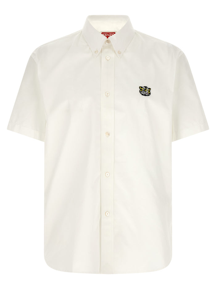 Wild Tiger crest shirt White Cotton Shirt, Blouse