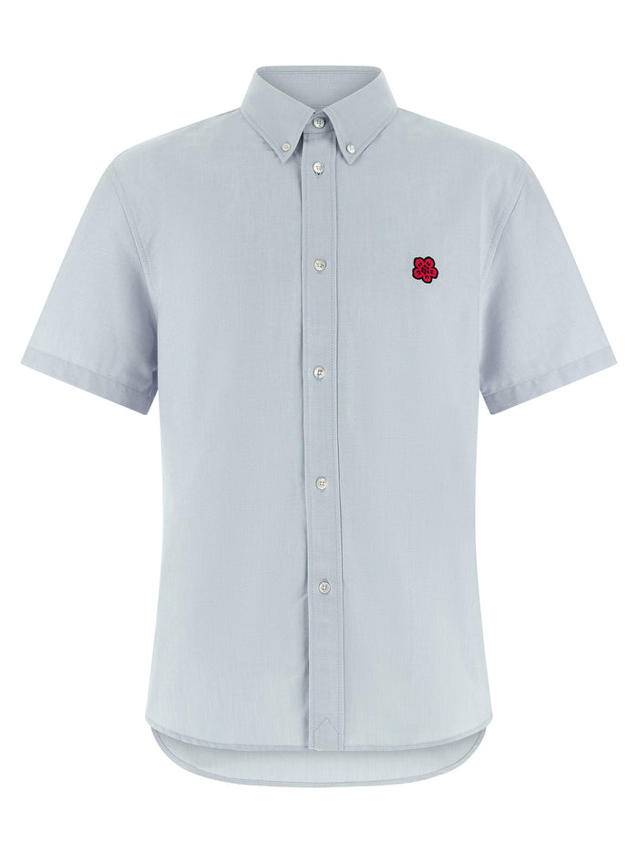 Boke Flower Crest shirt Light Blue Cotton Shirt, Blouse