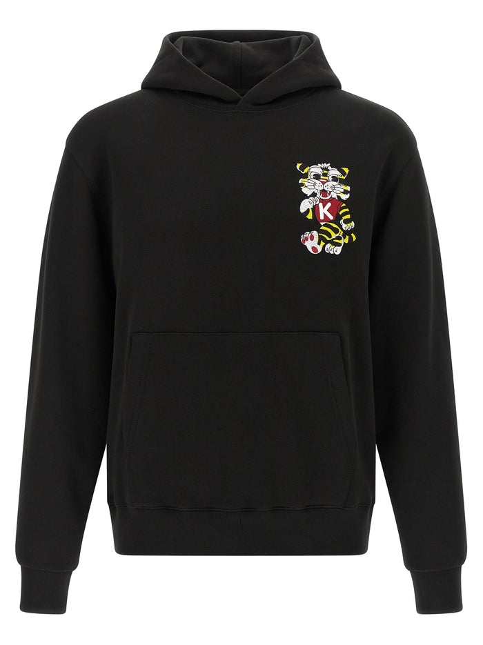 Wild Tiger Embroidered hoodie Black Cotton Sweatshirt