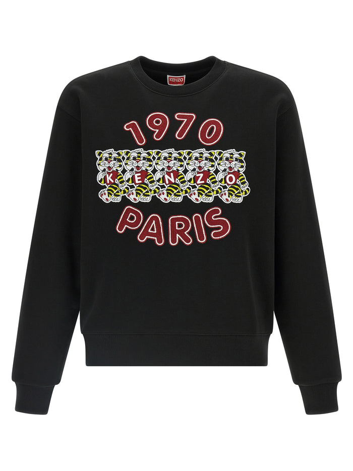 Wild Tiger Embroidered sweatshirt Black Cotton