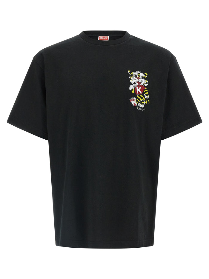 Wild Tiger embroidered T-shirt Black Cotton