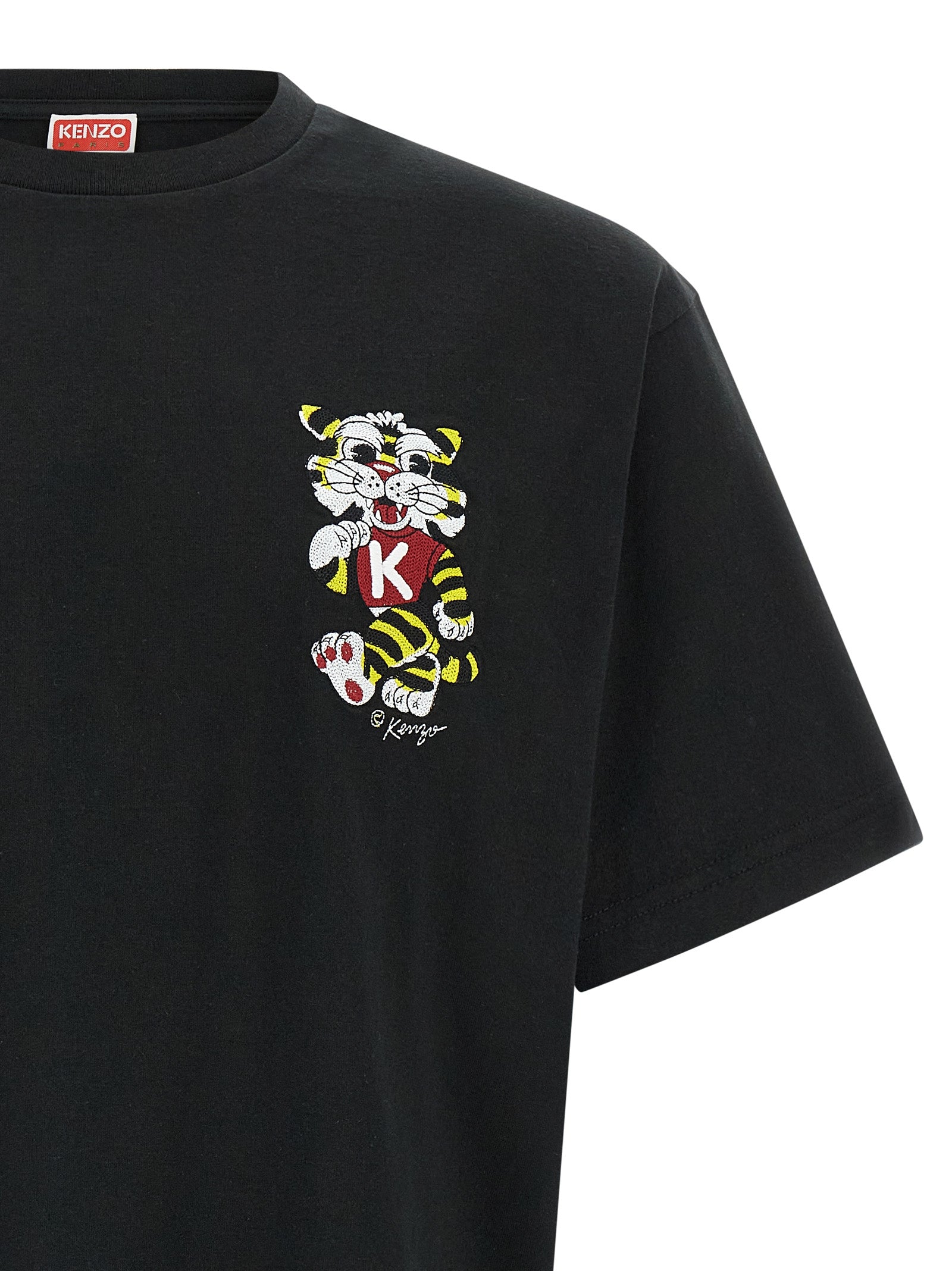 Wild Tiger embroidered T-shirt Black Cotton