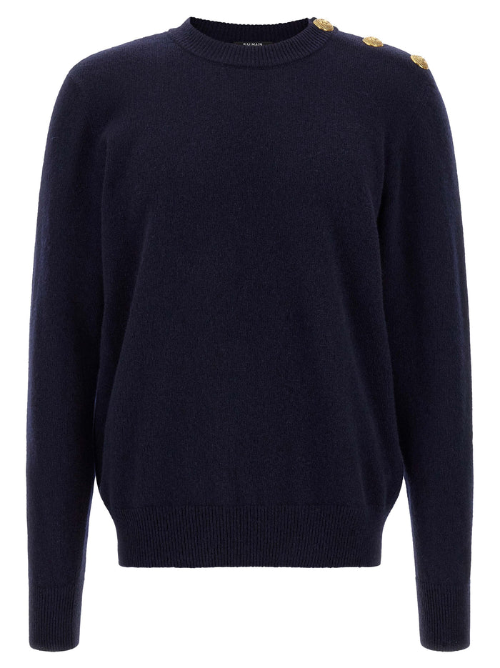 Leone catena button sweater Blue Cachemire Virgin Wool Sweater, Cardigans