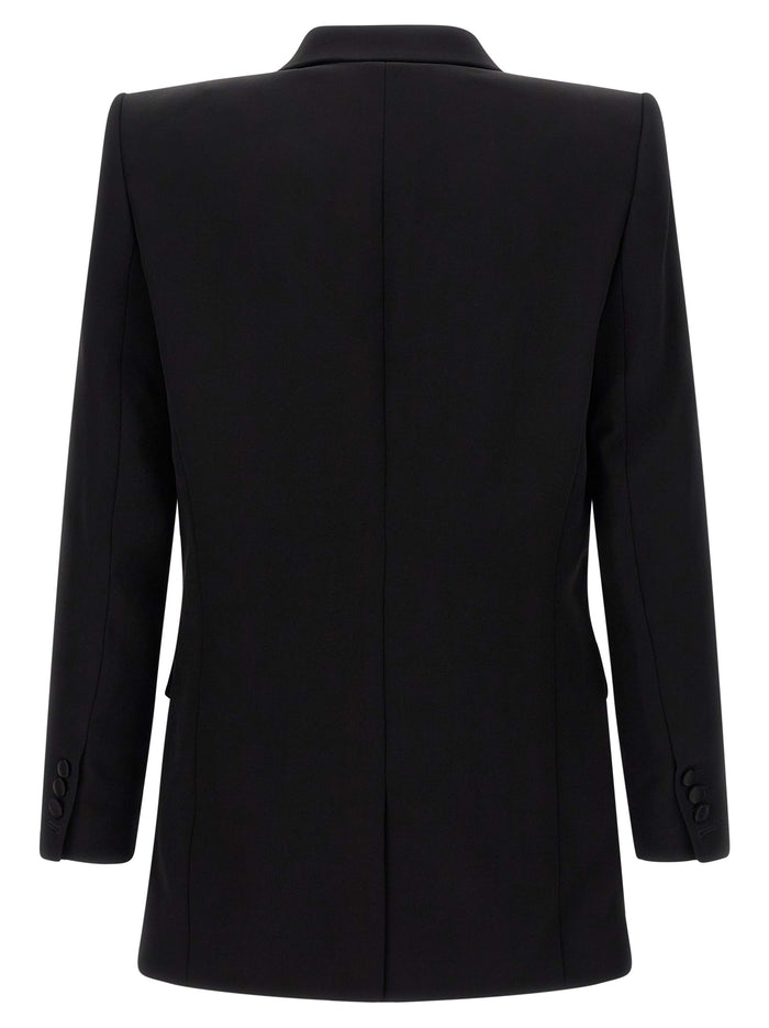 Leaf embroidery blazer Black Viscose