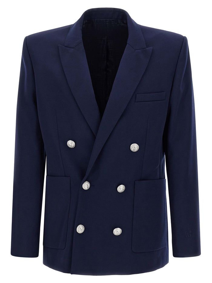 Grain de poudre blazer Blue Virgin Wool