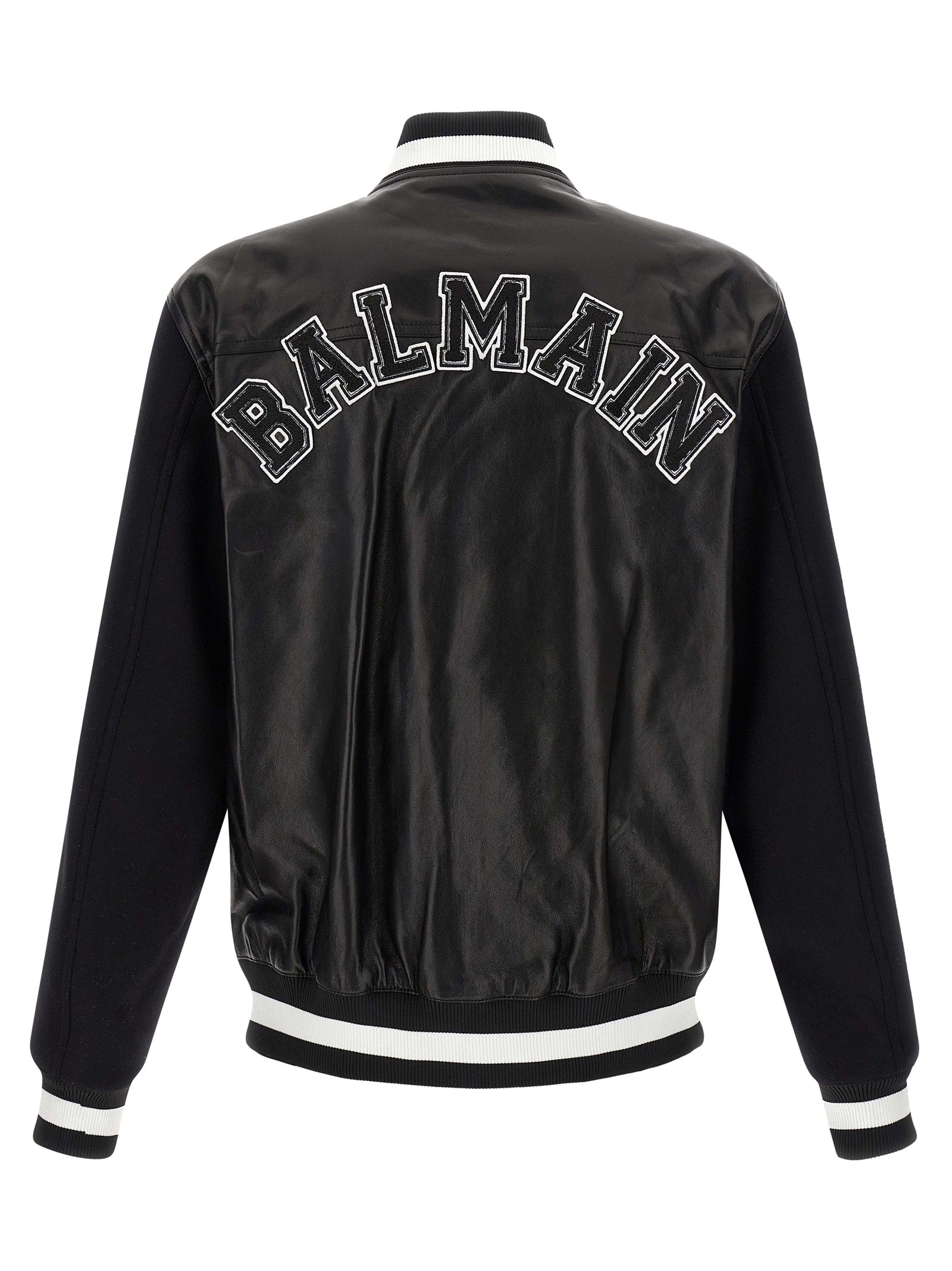 Varsity bomber jacket White/black Lamb Leather (ovis Aries) Down Jacket, Parka, Casual