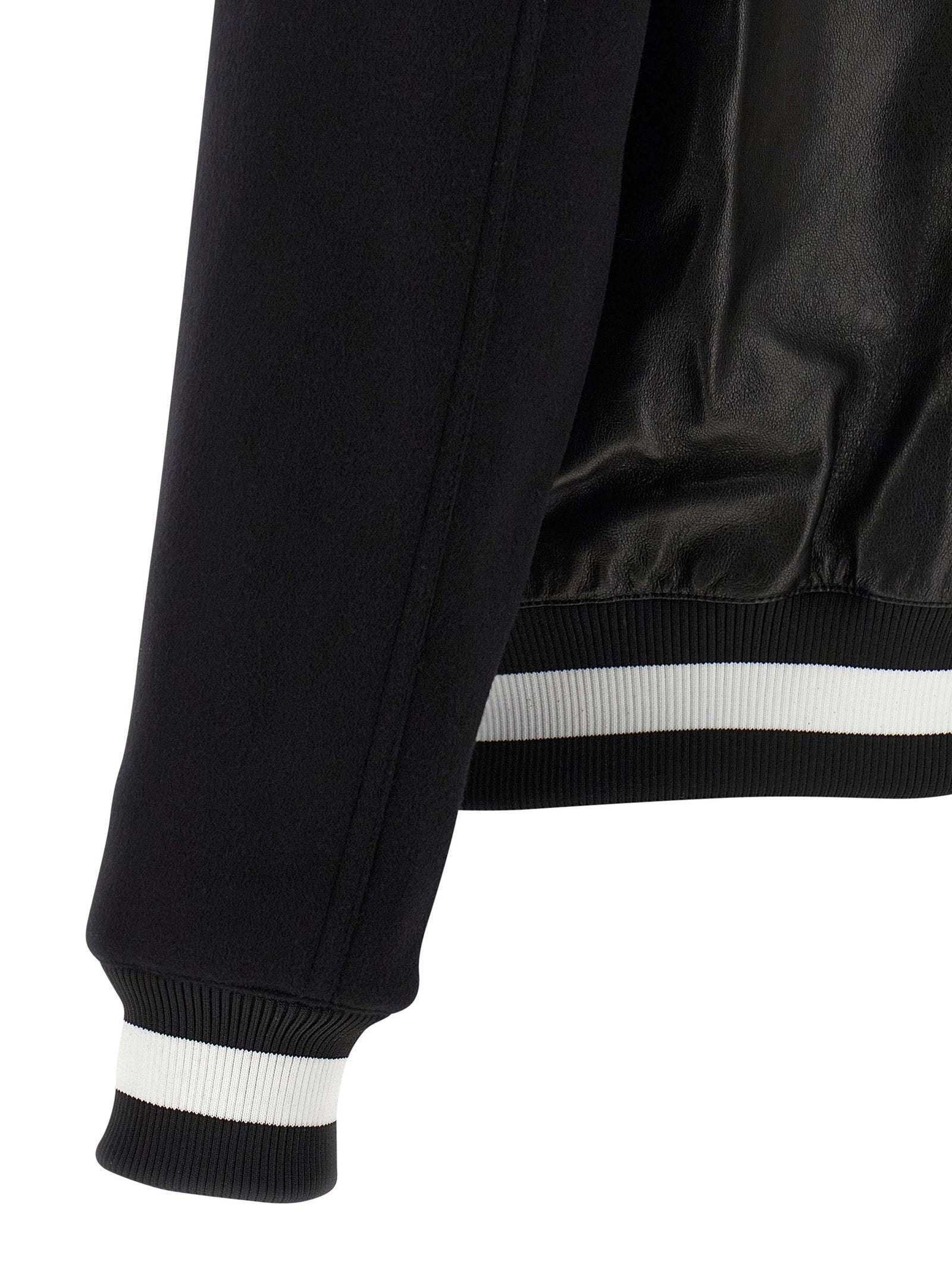 Varsity bomber jacket White/black Lamb Leather (ovis Aries) Down Jacket, Parka, Casual