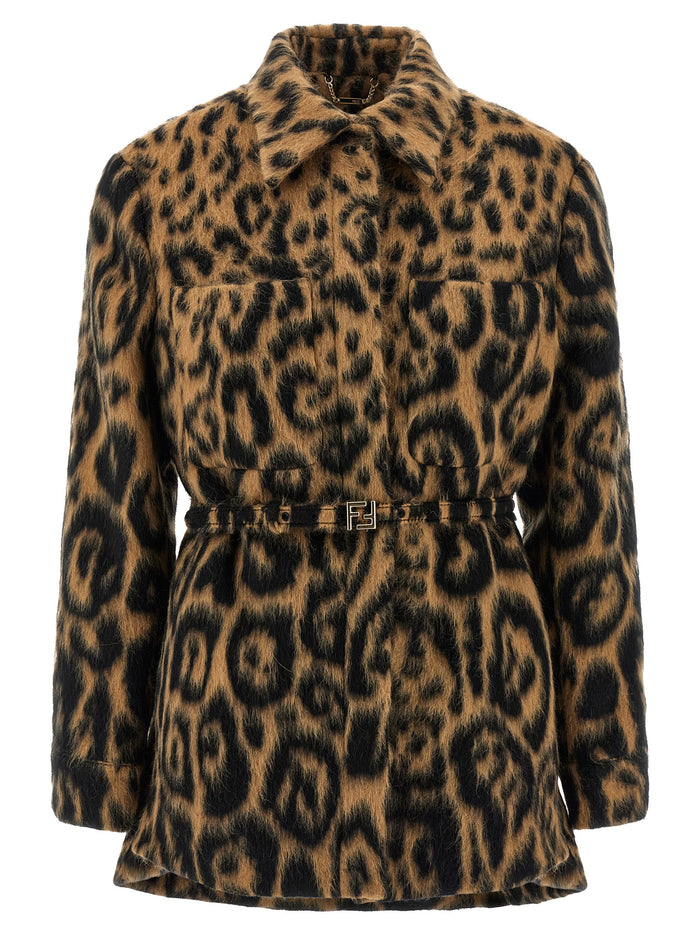 Animalier jacket Beige Virgin Wool Coats, Trench Coats