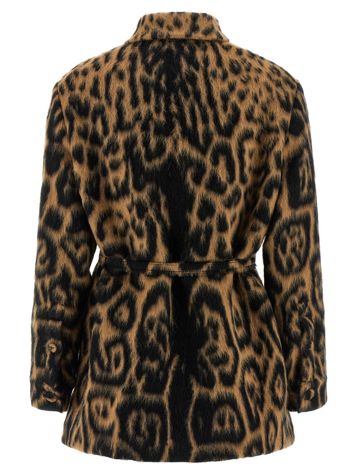 Animalier jacket Beige Virgin Wool Coats, Trench Coats