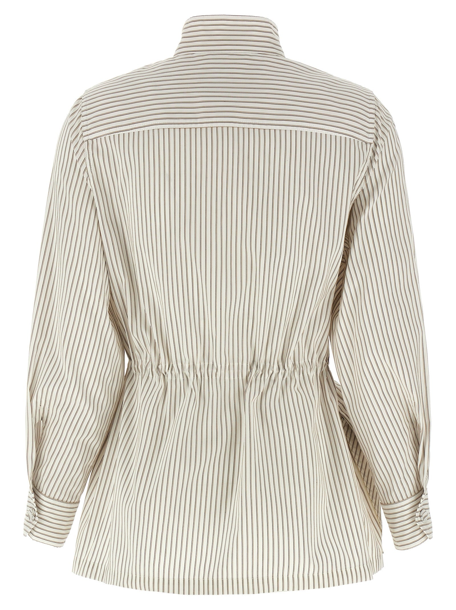 Striped blouson White Cotton Down Jacket, Parka, Casual Jackets