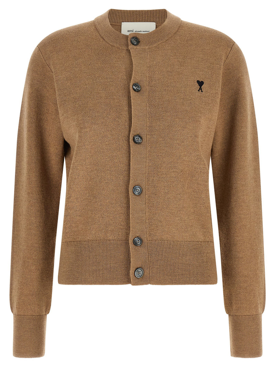 Ami Paris Cardigan — Camel