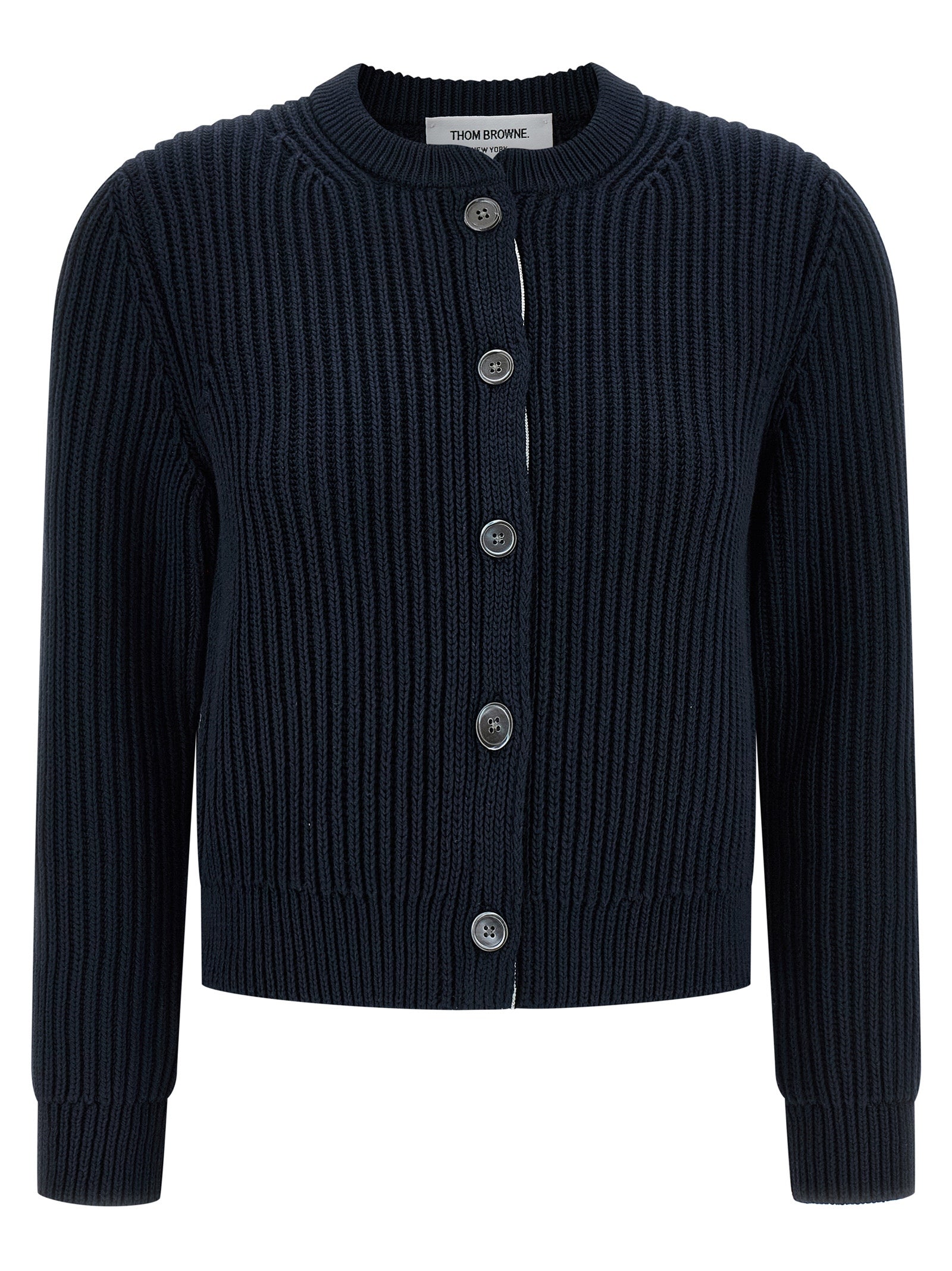 Cropped cardigan Blue Cotton Sweater, Cardigans