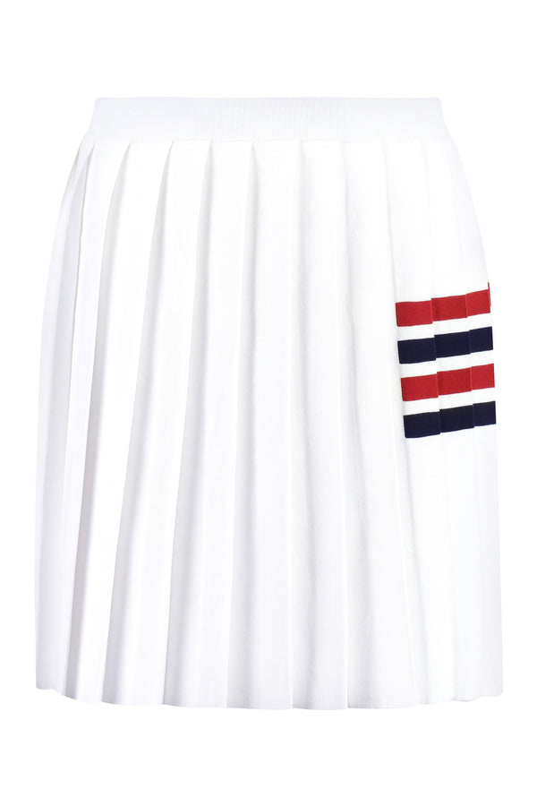 Pleated Knitted Skirt White Cotton