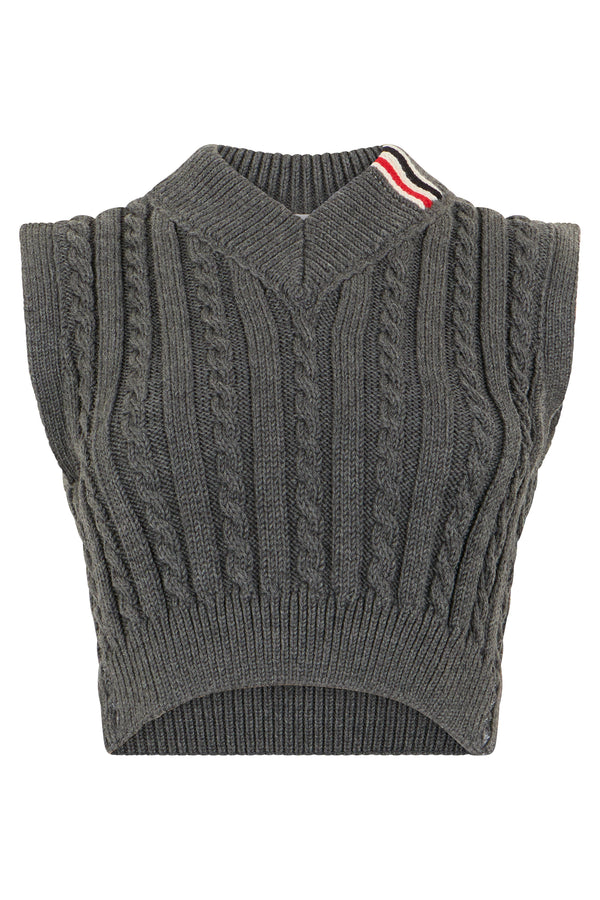 Woven Wool Vest Medium Grey Virgin Knitwear
