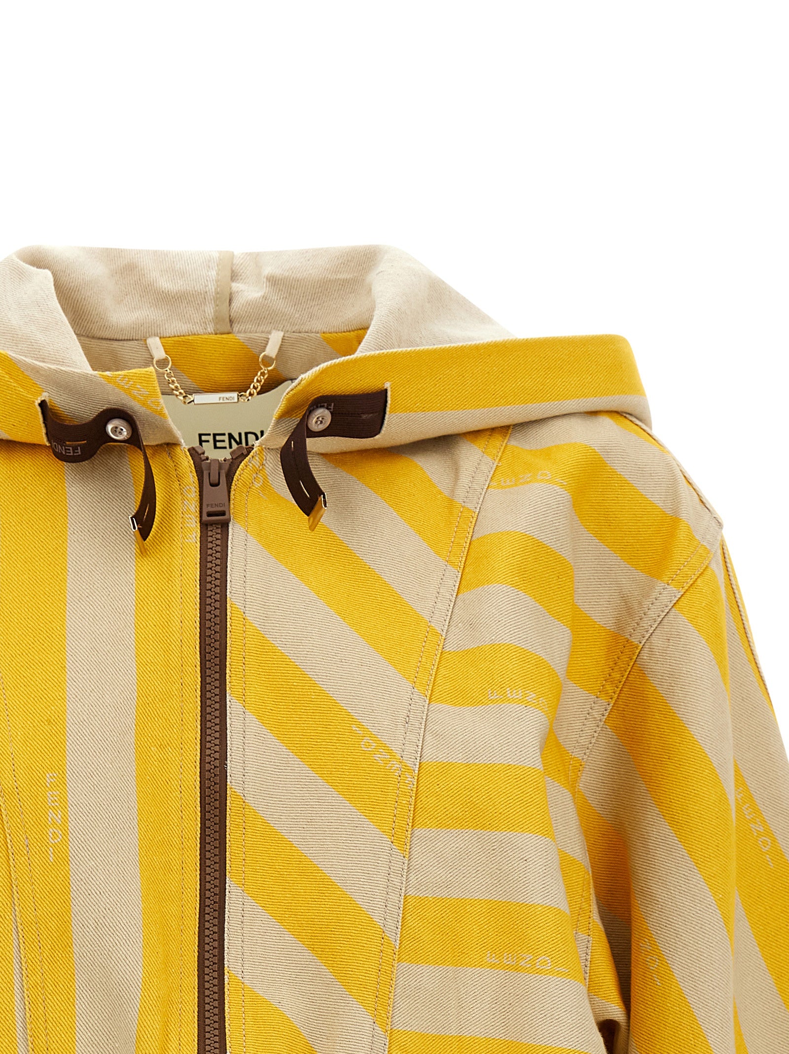 Pequin Striped Jacket Yellow Cotton Down Jacket, Parka, Casual