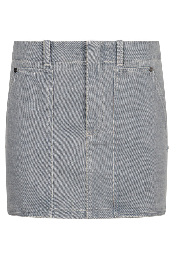Denim Mini Skirt Stone Cotton
