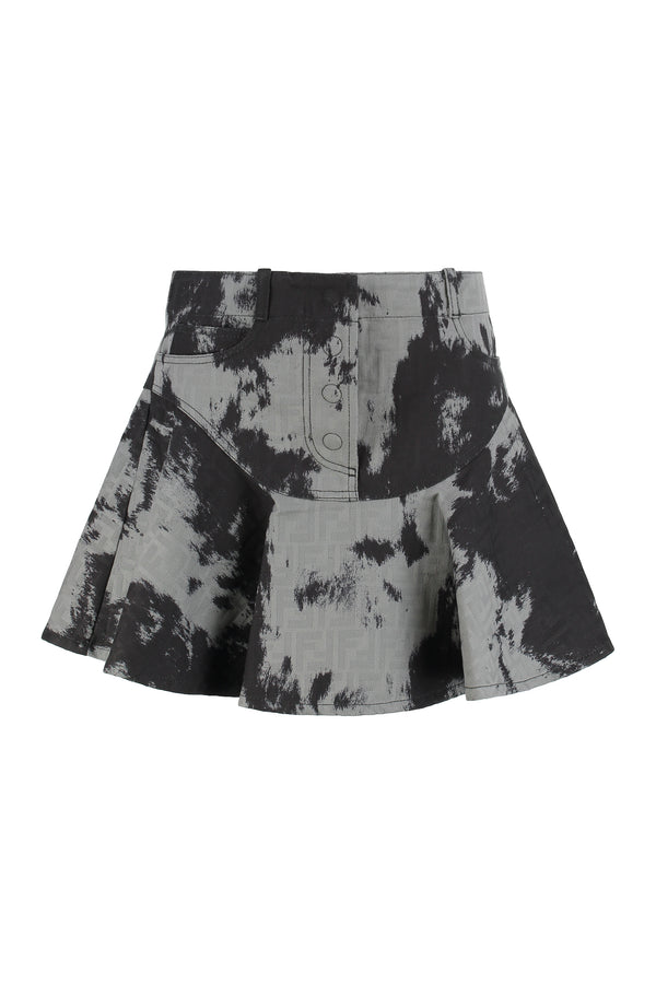 Denim Skirt Ff Jacquard Black Cotton