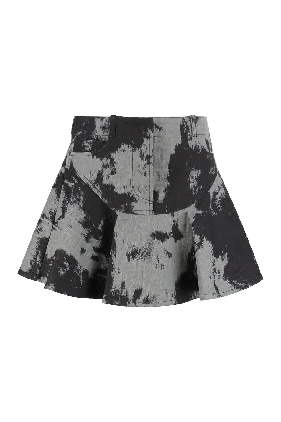 Denim Skirt Ff Jacquard Black Cotton