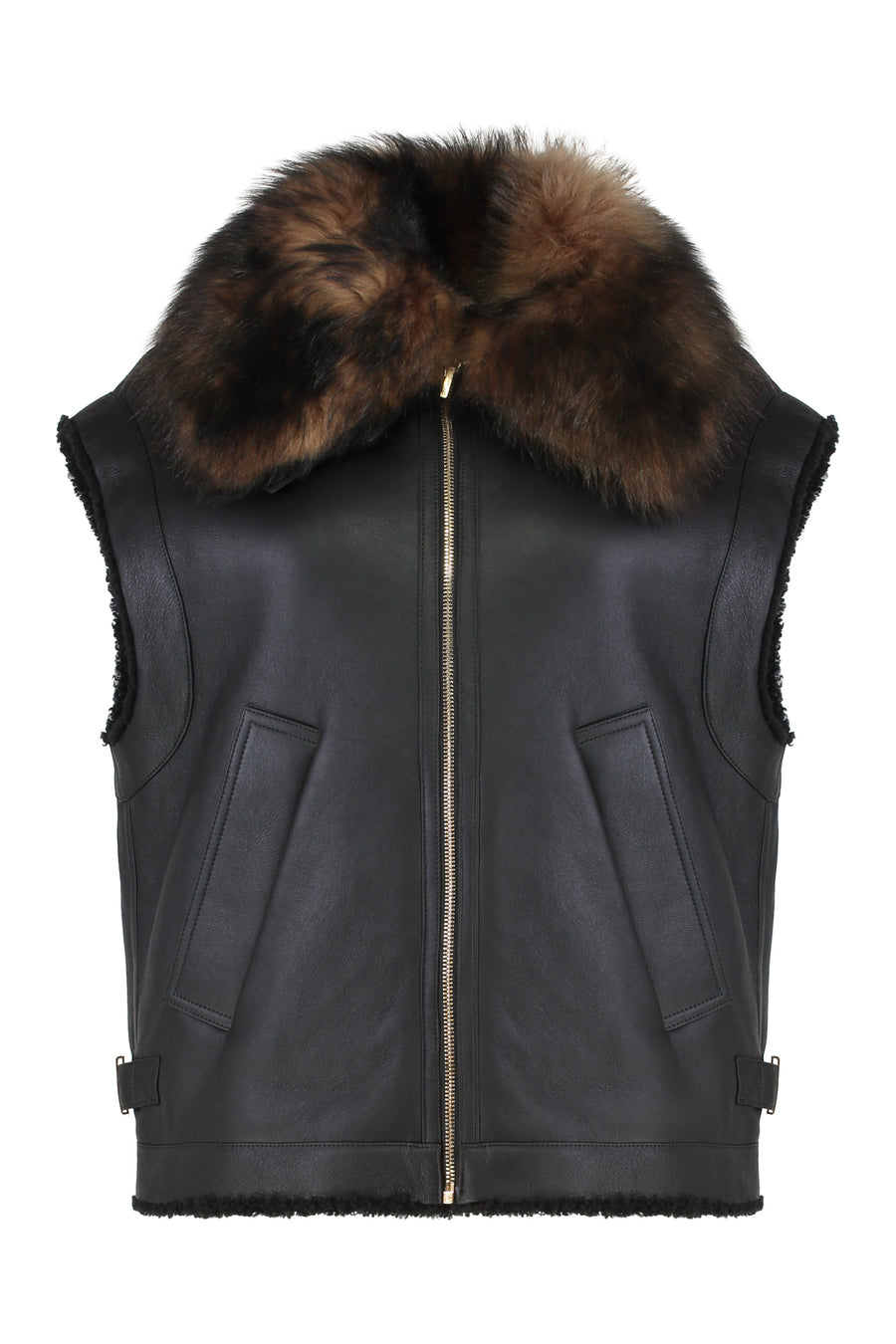 Sheepskin Gilet Black Nappa Lamb Leather Shearling Jackets