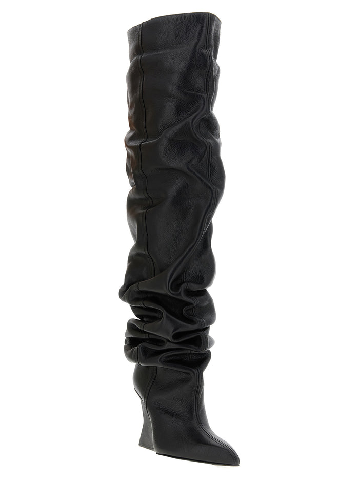 Cuissardes Leather Black Calfskin (bos Taurus) Boots, Ankle Boots