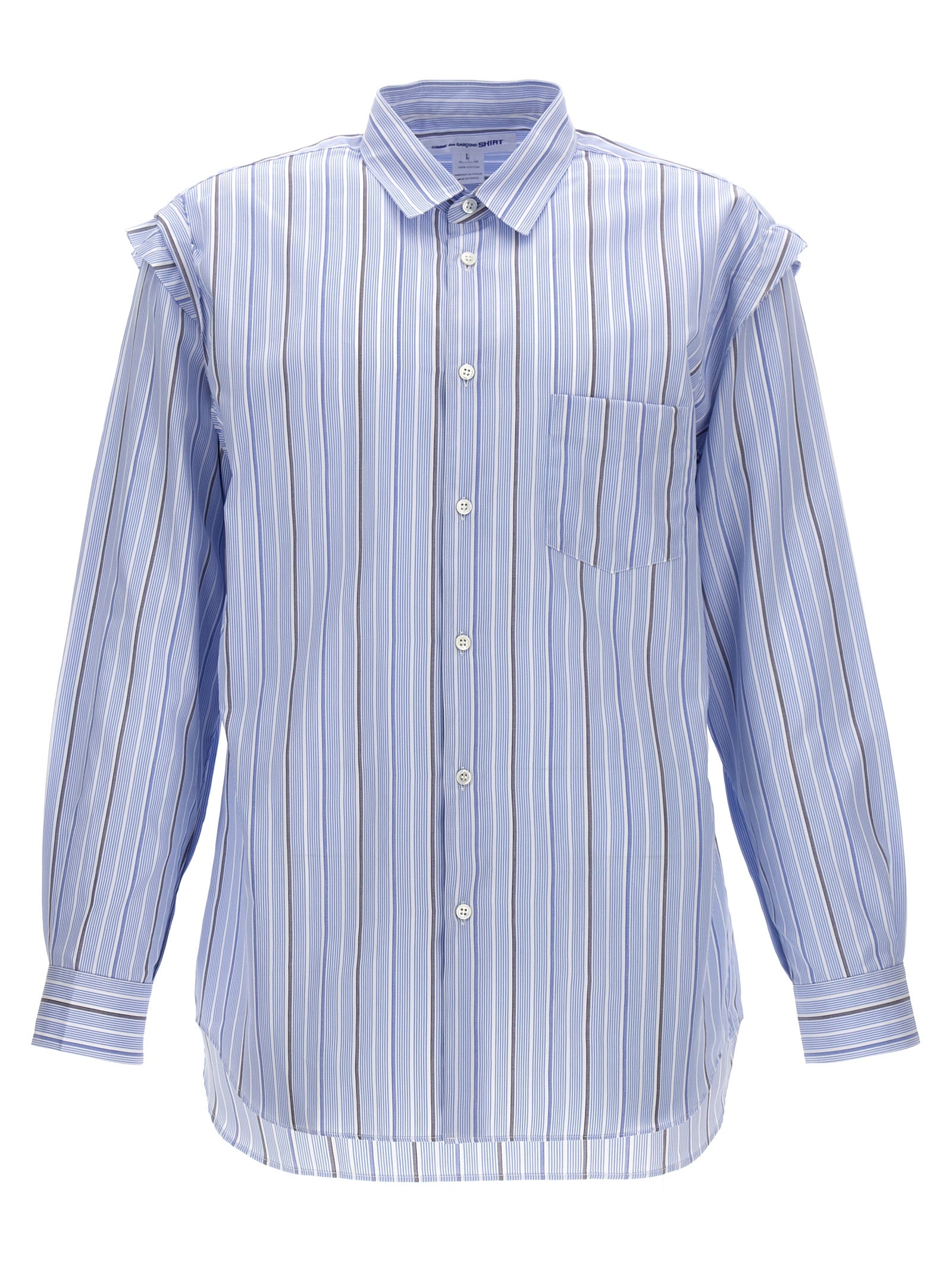 Unfinished striped shirt Light Blue Cotton Shirt, Blouse