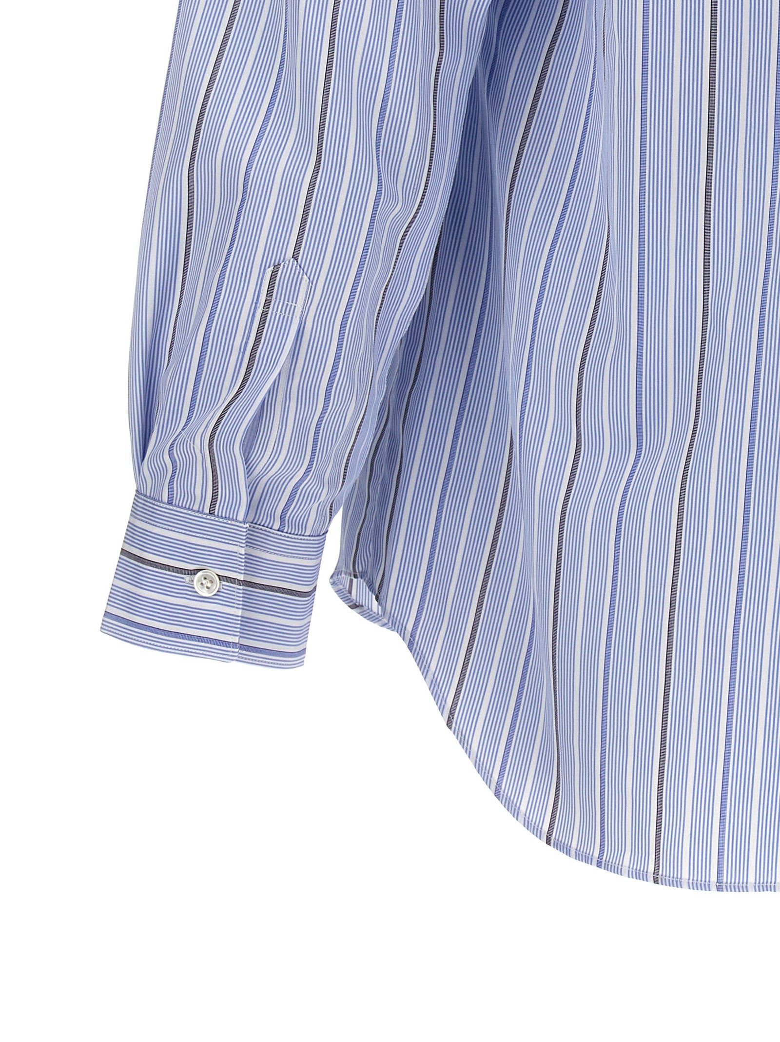 Unfinished striped shirt Light Blue Cotton Shirt, Blouse