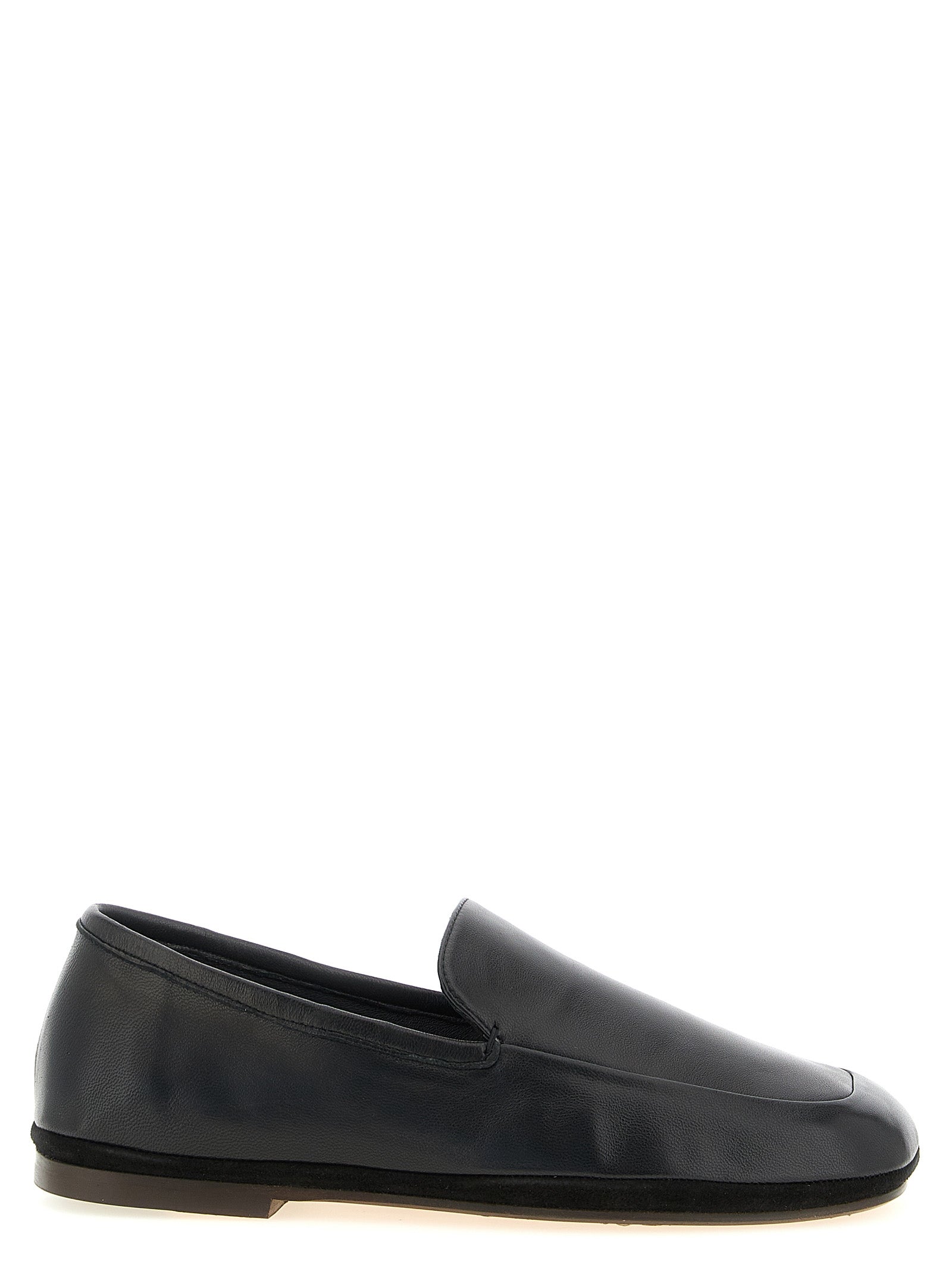 Outdoor Slippers loafers Black Lamb Leather (ovis Aries)