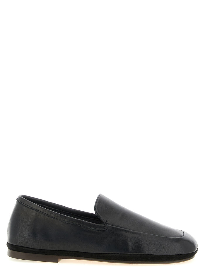 Outdoor Slippers loafers Black Lamb Leather (ovis Aries)