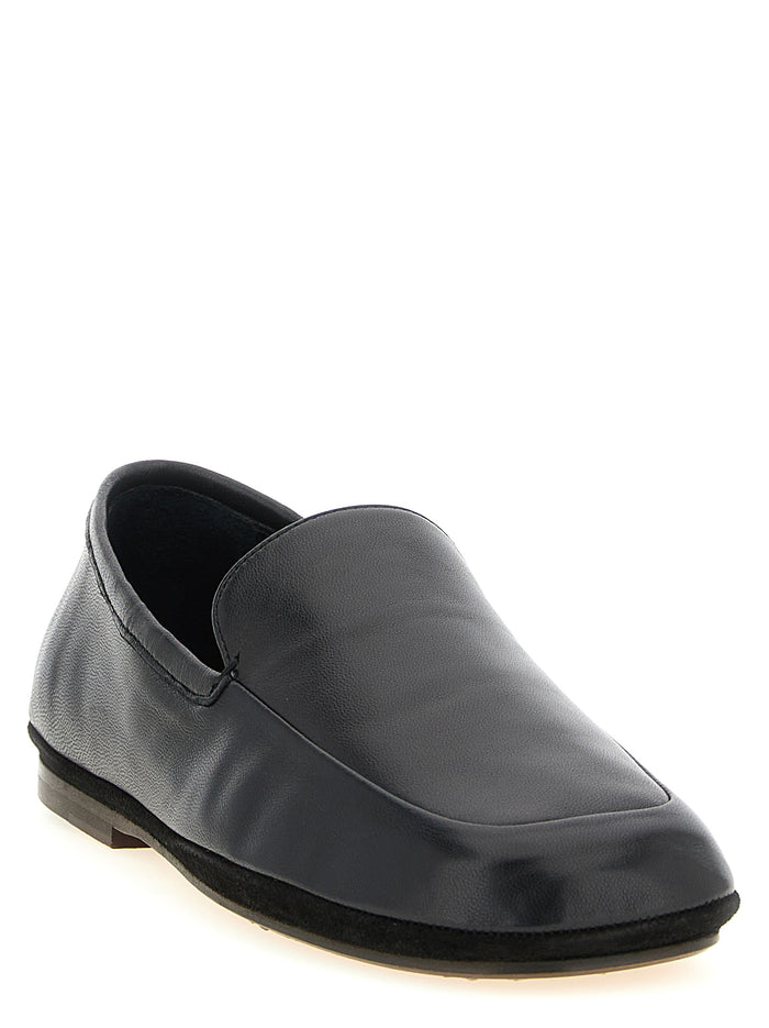 Outdoor Slippers loafers Black Lamb Leather (ovis Aries)