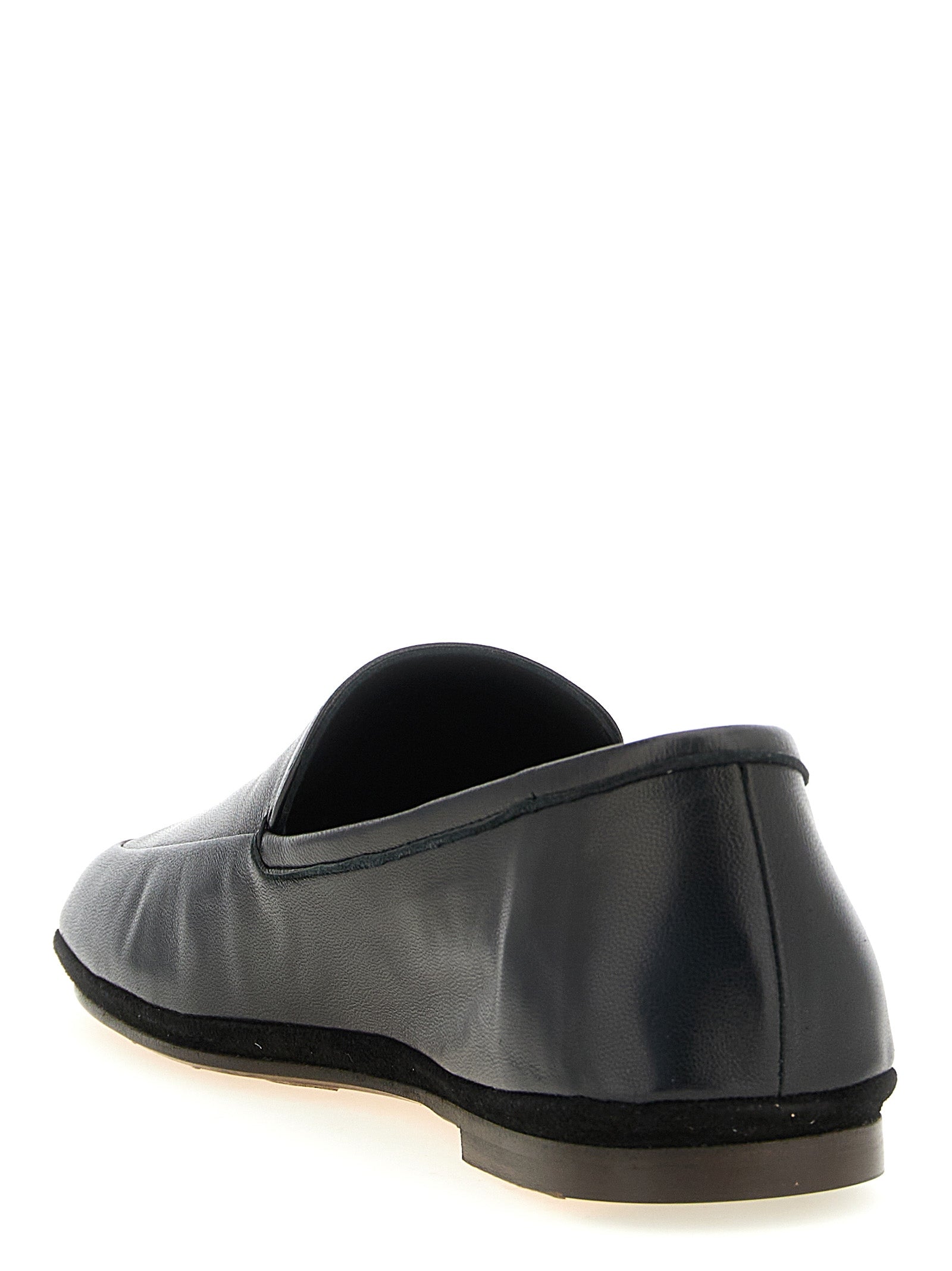 Outdoor Slippers loafers Black Lamb Leather (ovis Aries)