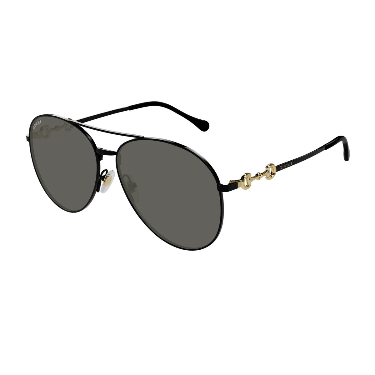 Gucci GG1698S Linea Horsebit 001 Black Grey Nero Metal Occhiali Da Sole