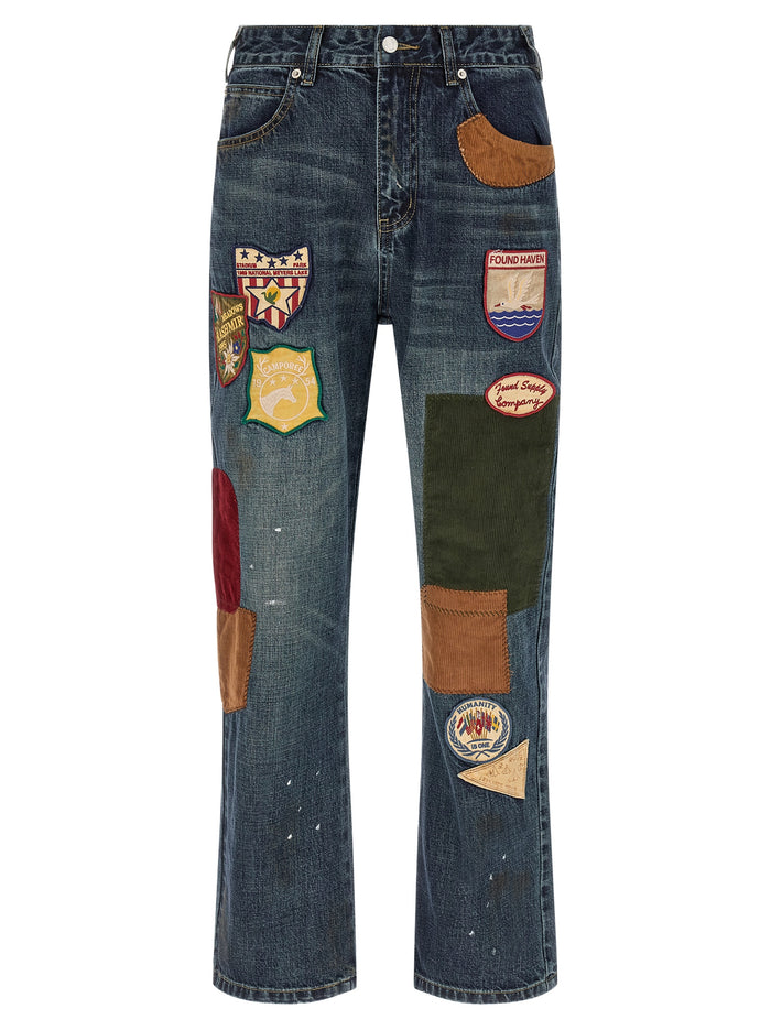 Patchwork Jeans Blue Cotton