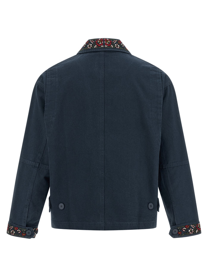 Horse Equine Jacket Blue Cotton Down Jacket, Parka, Casual