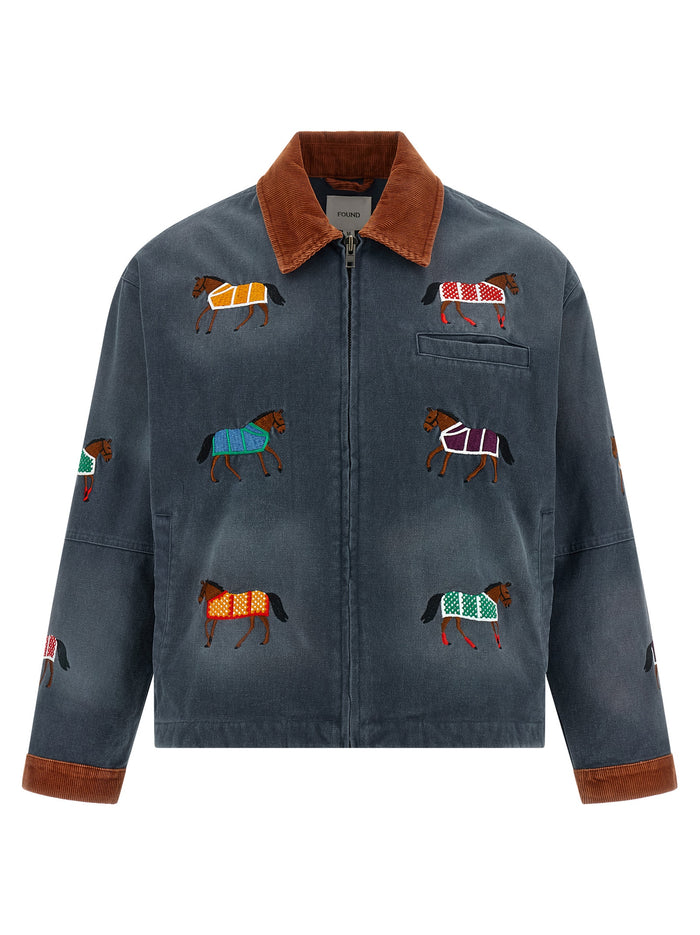 Lariat Jacket Blue Cotton Down Jacket, Parka, Casual
