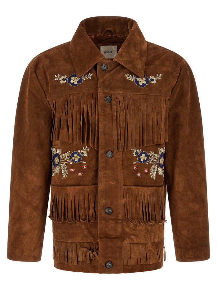 Western Jacket Brown Leather Down Jacket, Parka, Casual