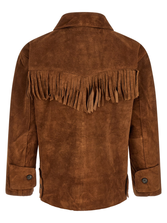 Western Jacket Brown Leather Down Jacket, Parka, Casual