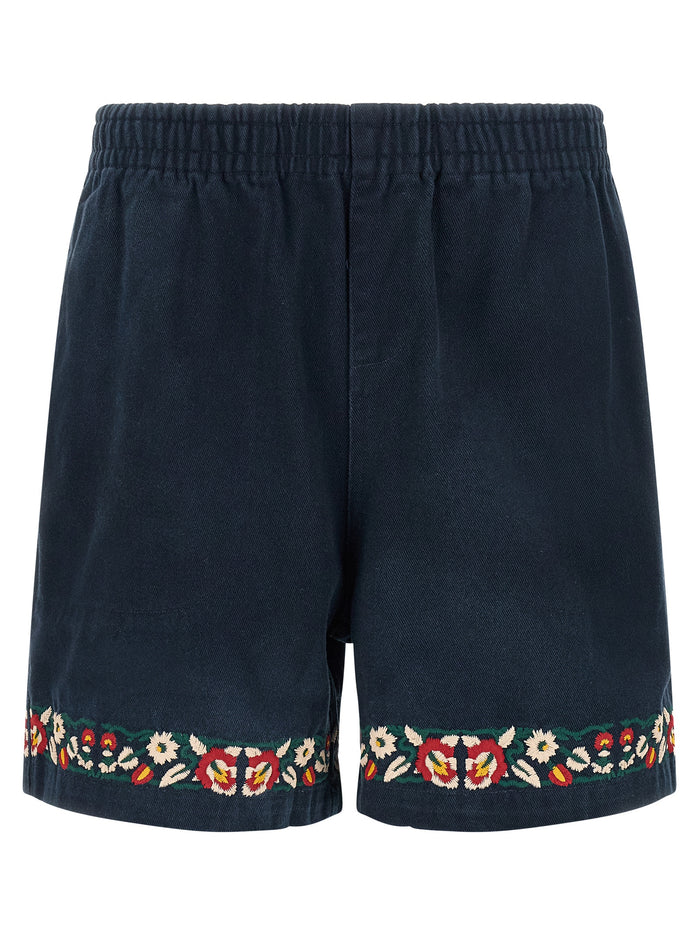 Horse Equine Bermuda Shorts Blue Cotton Bermuda