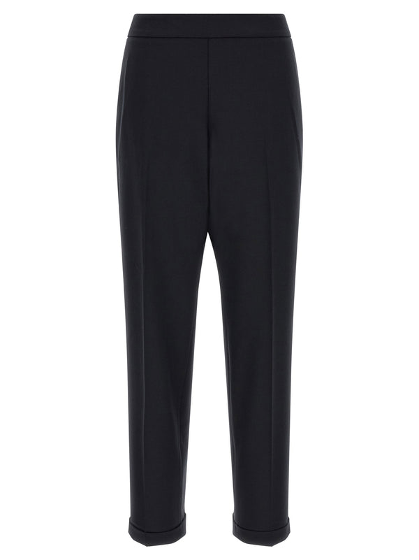Alberto Biani Cropped Wool-Blend Trousers — Black