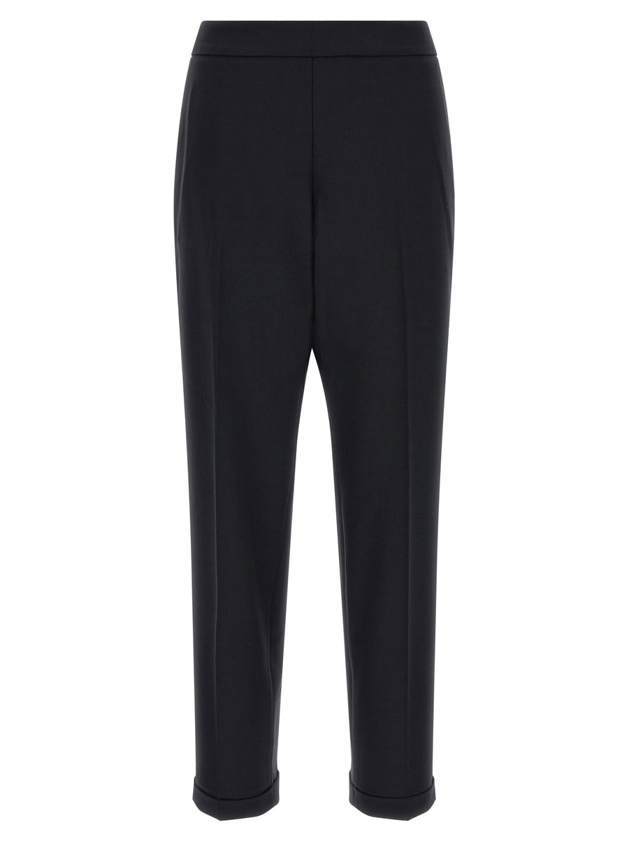Alberto Biani Cropped Wool-Blend Trousers — Black