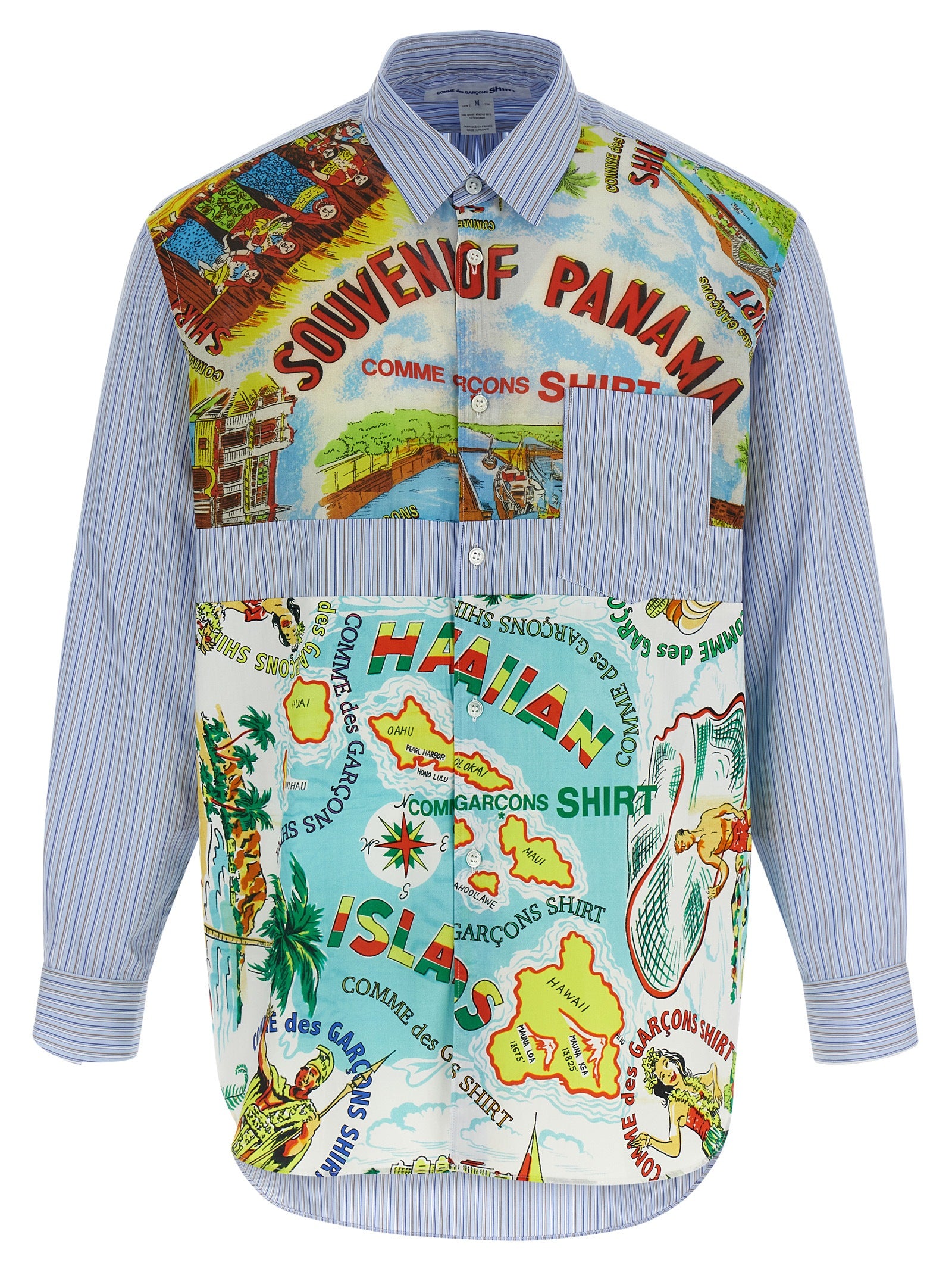 Patterned inserts shirt Multicolor Cotton Shirt, Blouse