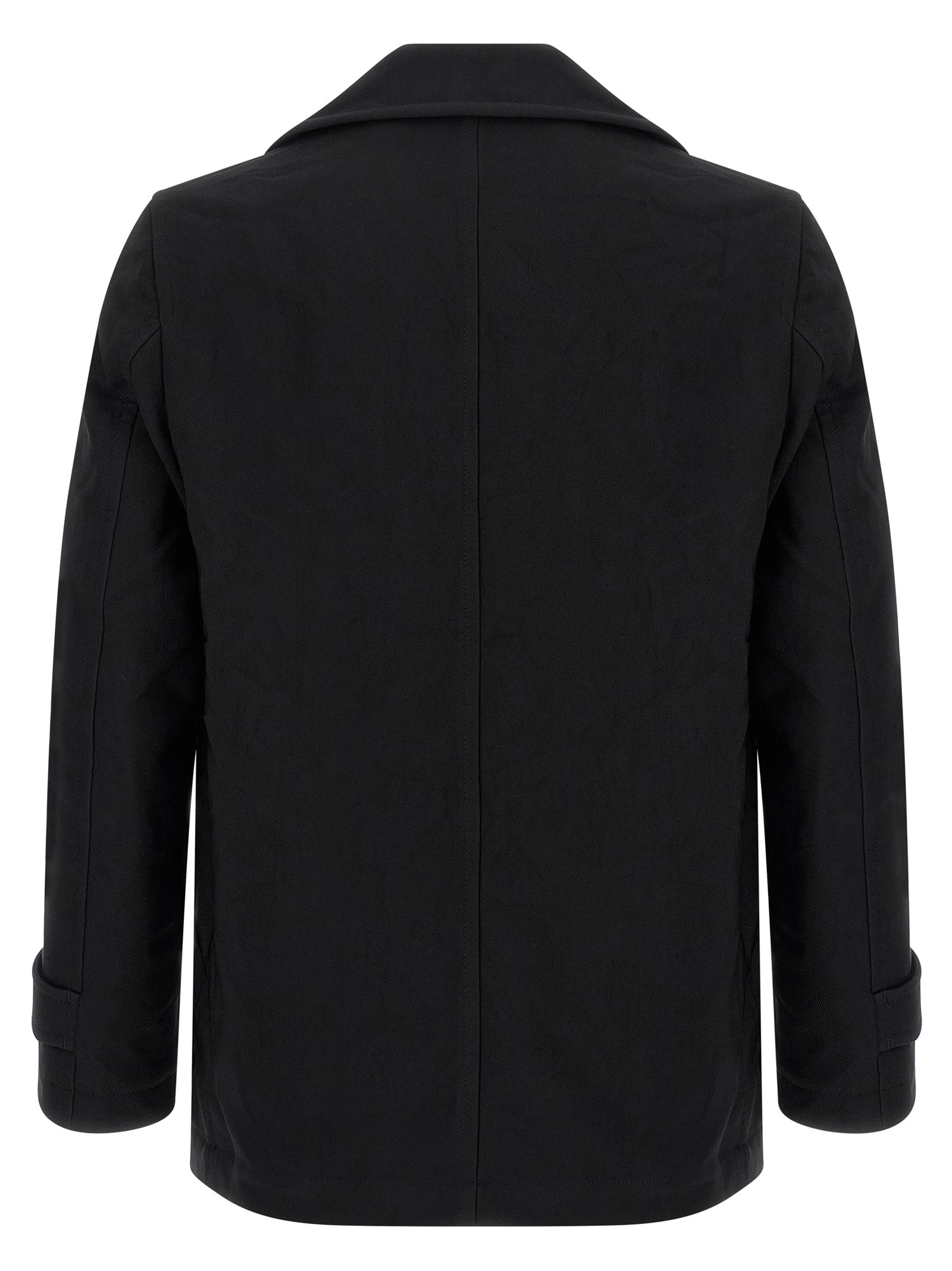 Double-breasted caban Black Polyester Coats, Trench Coats